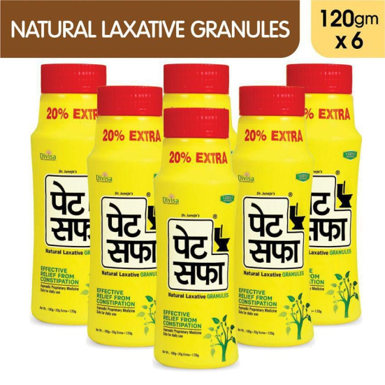 Pet Saffa Natural Laxative Granules 120gm, Pack of 6 (Helpful in Constipation, Gas, Acidity, Kabz), Ayurvedic Medicine