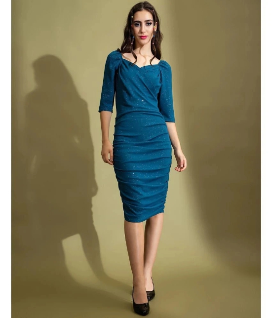 Selvia Lycra Solid Knee Length Womens Bodycon Dress - Teal ( Pack of 1 ) - None