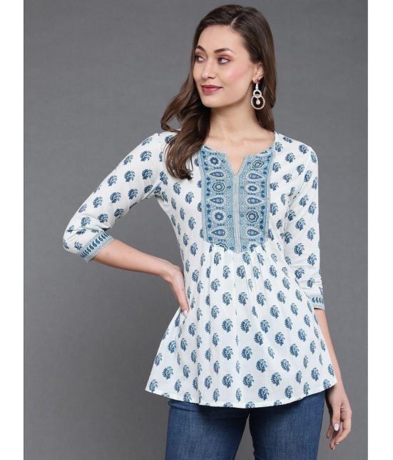 Antaran 100% Cotton Printed A-line Womens Kurti - White ( Pack of 1 ) - None