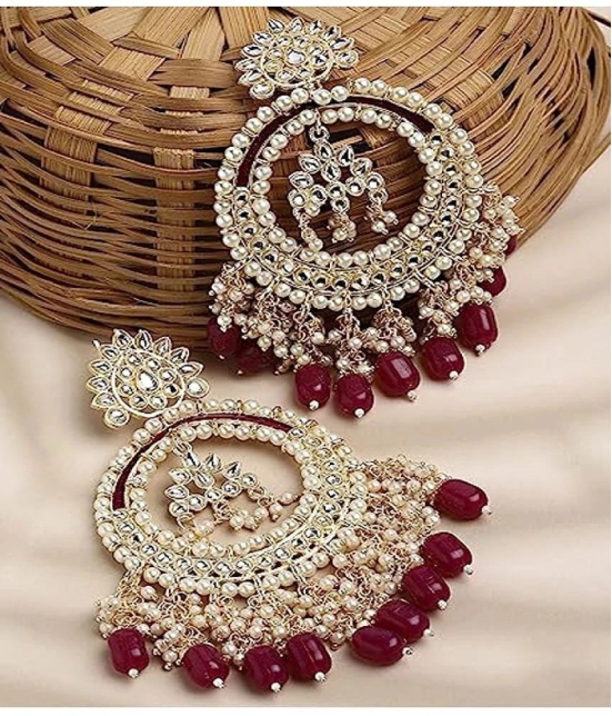 Padmavati Bangles Maroon Chandbalis Earrings ( Pack of 1 ) - Maroon