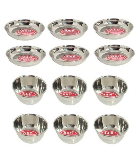 A & H ENTERPRISES 12 Pcs Stainless Steel Cereal Bowl 150 mL - Steel