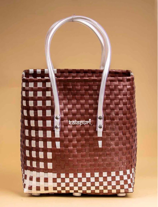 Handwoven Brown & White Basket