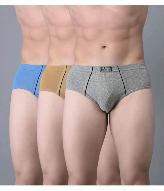 Pack of 3 Dollar Bigboss Assorted Solid Cotton Blend Men Brief - None