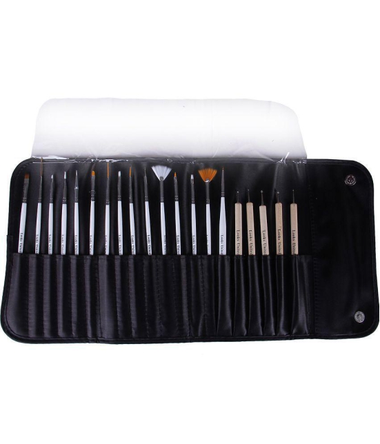 Looks United 15 Nail Art Brush, 5 Two Way Dotting Tool And Carry Case (Pack Of 20)