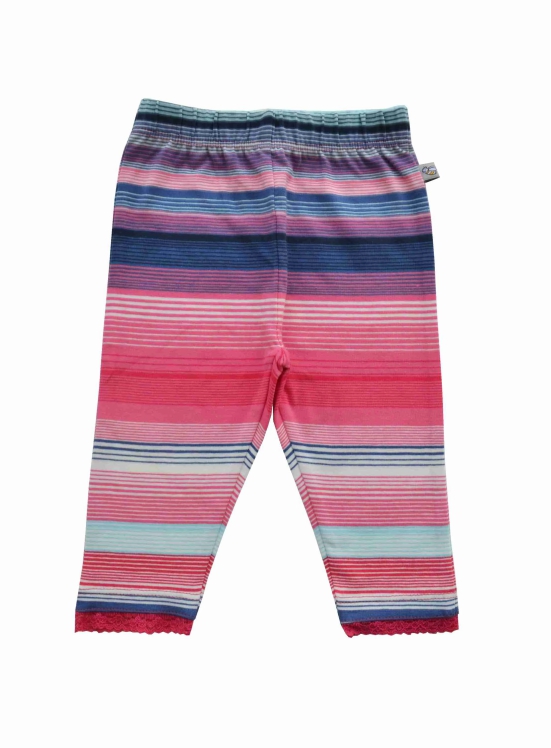 Girls Pink Striped Legging (95%Cotton 5%Elasthan Jersey)