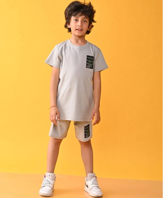 SPORTY GREY INTERLOCK TSHIRT SHORTS SET - GREY-2-3 YEARS / 2N / GREY