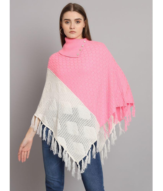 eWools.in Woollen Round Neck Women's Ponchos & Capes - Pink ( ) - None