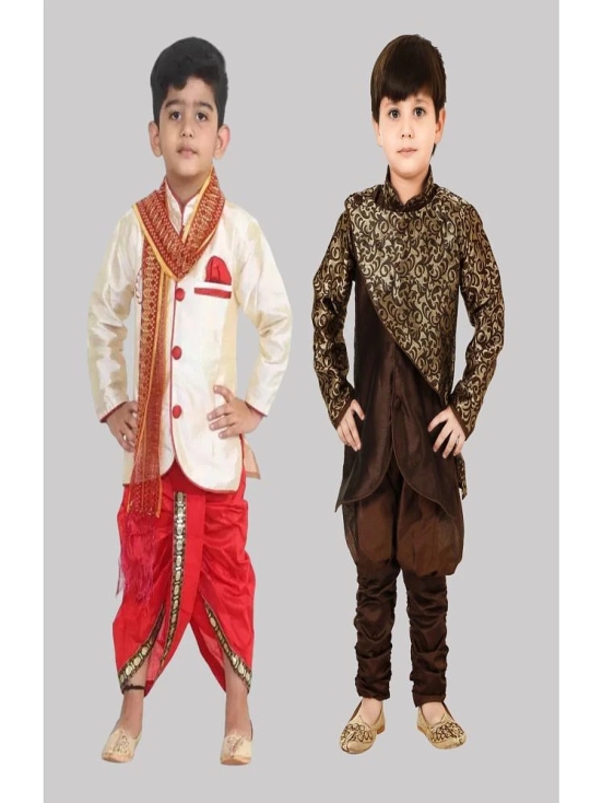 Coxxup Multicolor Silk Blend Boys Sherwani ( Pack of 2 ) - None