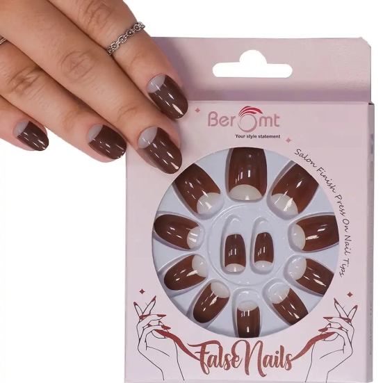 FRENCH OVAL TIPS (NAIL KIT INCLUDED)-Brown