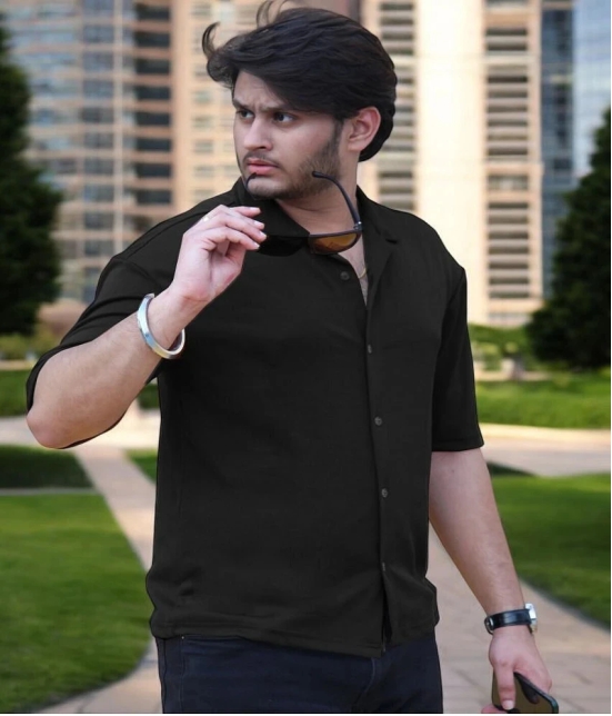 clafoutis Polyester Regular Fit Solids Half Sleeves Mens Casual Shirt - Black ( Pack of 1 ) - None