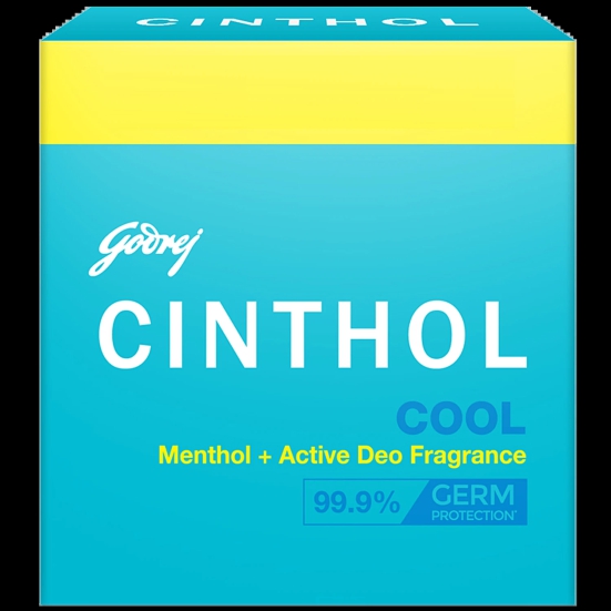 Cinthol Cool Menthol + Active Deo Fragrance Soap, 99.9% Germ Protection, 125 G (Pack Of 3)