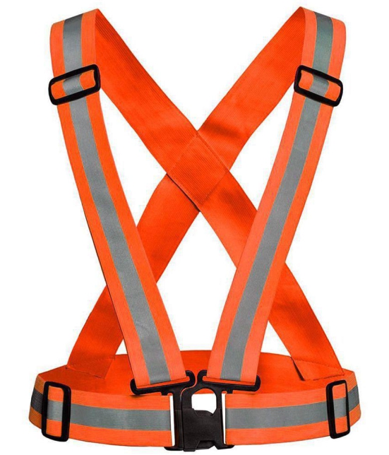 Laxmi Polyester High Visibility Safety Reflective Vest Belt Jacket(Pack 1) Orange Safety Jacket