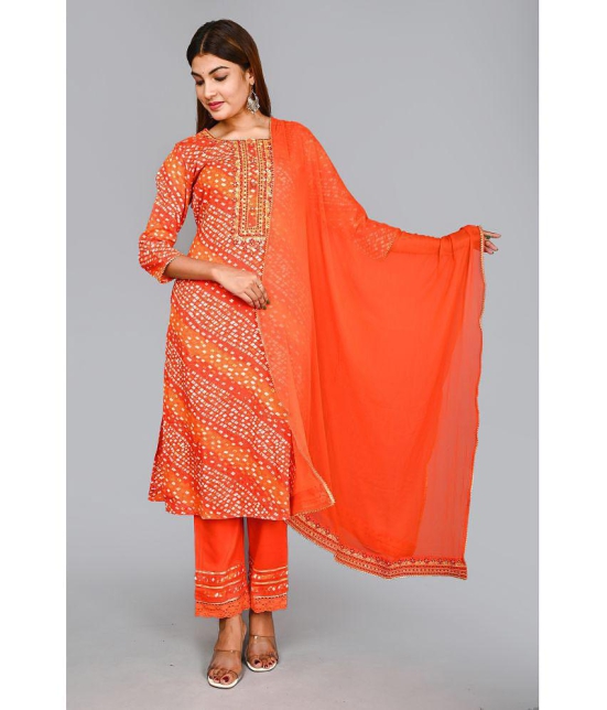 AMIRA'S INDIAN ETHNICWEAR - Orange Rayon Women's Stitched Salwar Suit ( Pack of 1 ) - M