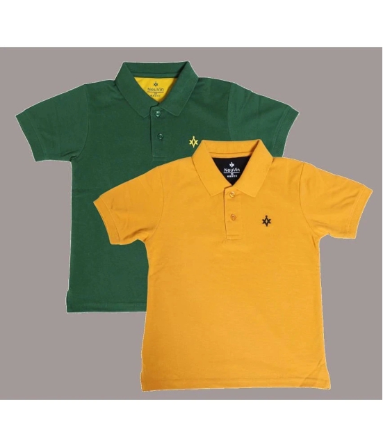 NEUVIN - Multi Color Cotton Blend Boys Polo T-Shirt ( Pack of 2 ) - None