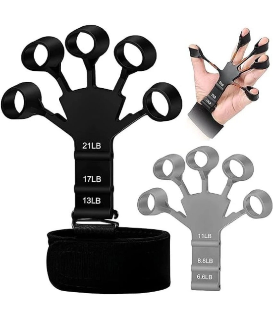 Finger Gripper Strength Trainer Forearm Finger Expander Exerciser Hand Yoga Resistance Guitar Finger Stretcher Band Finger Extension Exerciser Climbing Finger Strengthener (Pack of 2) - Mult