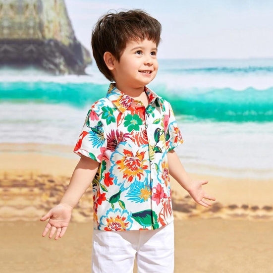 Venutaloza Toddler Boys Floral Graphic Shirt For Boy.-6 Month to 12 Month