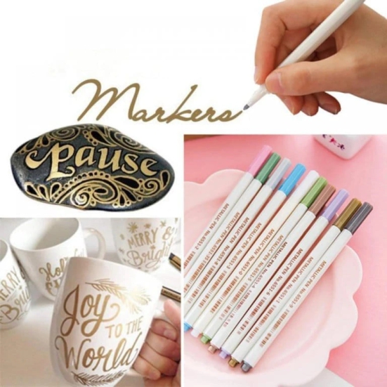 Pastel Premium Metallic Color Pen  - Illuminate Your Art with Subtle Shimmer-White