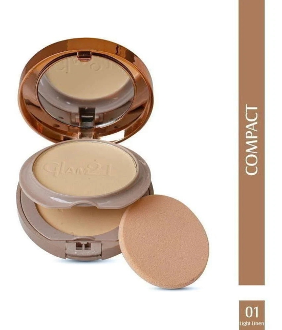 Glam21 Duo Finish|2-in-1 Compact Powder Smooth Satin Texture & Matte Finish 24gm Light Linen-01