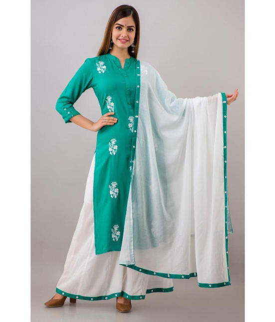 MAUKA - Turquoise Straight Rayon Women's Stitched Salwar Suit ( Pack of 1 ) - None