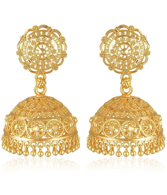 VIVASTRI Golden Jhumki Earrings ( Pack of 1 ) - Golden