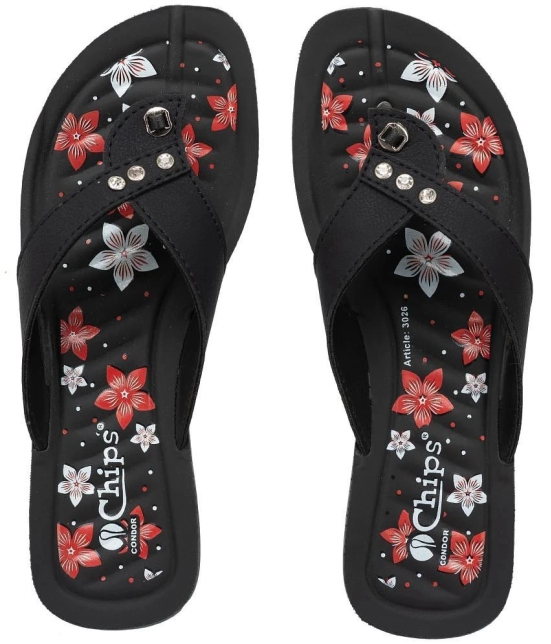 Chips - Black Womens Thong Flip Flop - None