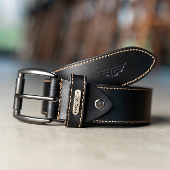 Red Tape Genuine Black Leather Belt For Men | Solid Leather Belt | Classic and Durable