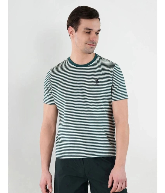 U.S. Polo Assn. Cotton Regular Fit Striped Half Sleeves Mens T-Shirt - Dark Green ( Pack of 1 ) - None