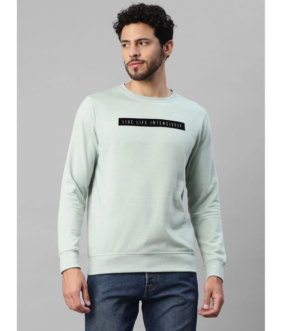 UrbanMark Men Regular Fit Printed Full Sleeves Round Neck Fleece Sweatshirt-Mint Green - None