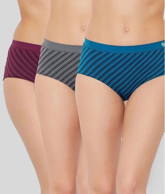 C9 Airwear - Multicolor Polyester Striped Womens Hipster ( Pack of 3 ) - L