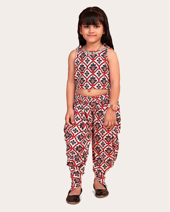 Girls Trendy Dhoti Kurta Set | Cotton Rayon Blend Dhoti Set-Maroon / 6 Years-7 Years