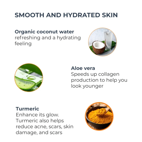 Organic Coconut Water, Aloe Vera, and Turmeric Natural Skin Care Products