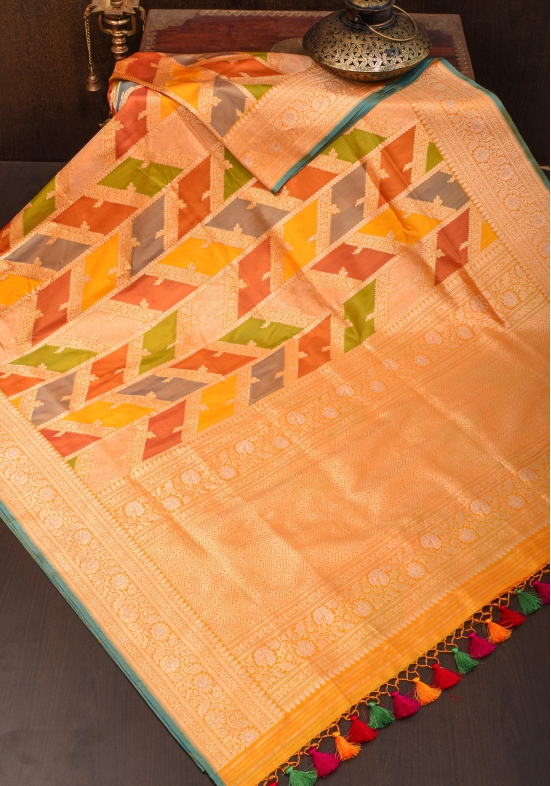 Authentic Rangkaat Banarasi Katan Silk Saree in Shades of Yellow | SILK MARK CERTIFIED