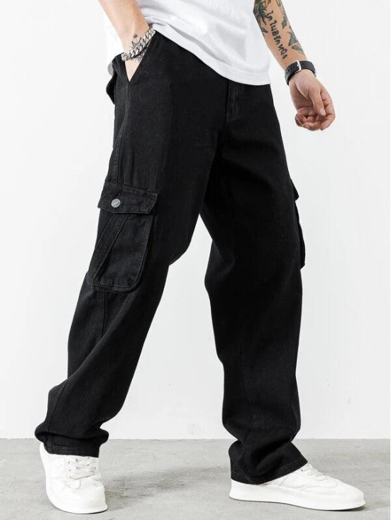 Black Baggy Men Cargo Jeans - Style and Function Combined-38