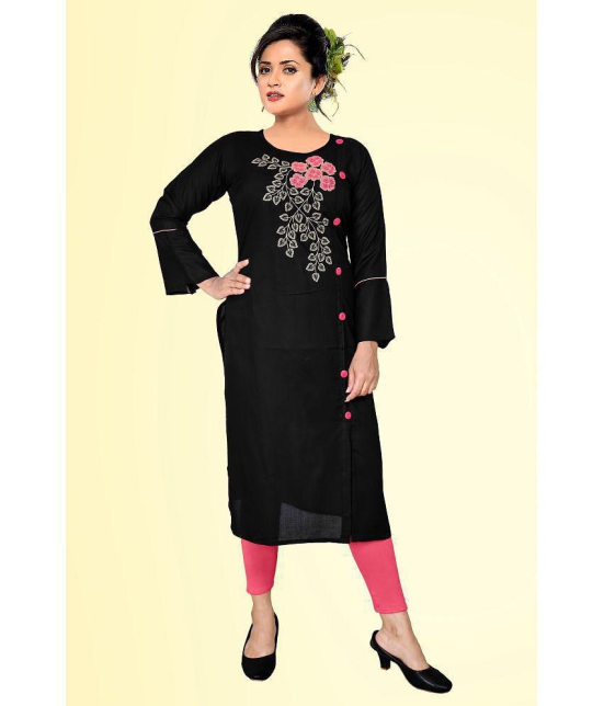 HAYA - Black Rayon Women''s Straight Kurti ( Pack of 1 ) - None