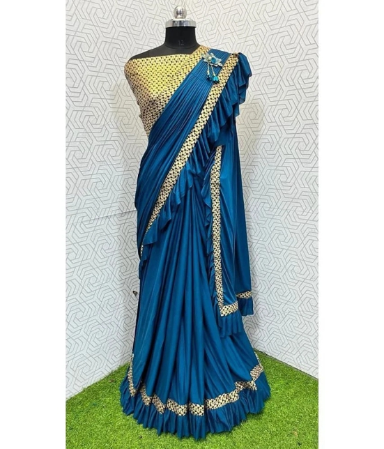 Apnisha Banarasi Silk Embellished Saree With Blouse Piece - SkyBlue ( Pack of 1 ) - SkyBlue