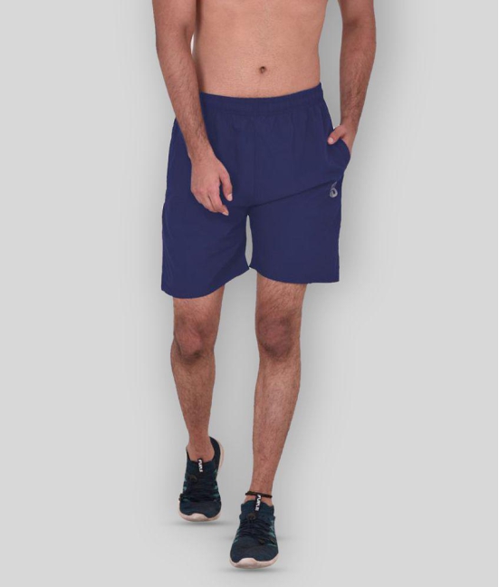 Forbro Blue Polyester Lycra Fitness Shorts - None