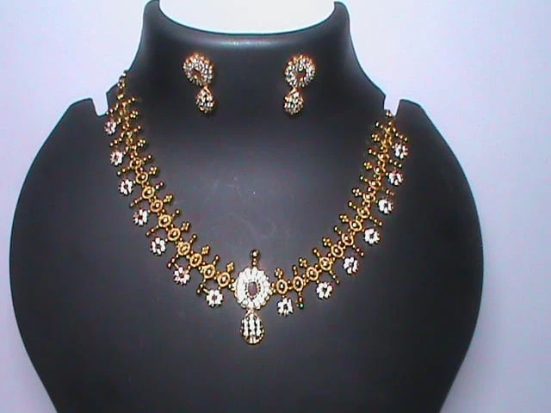 Stunning Gold-Plated Necklace Set with White Stones