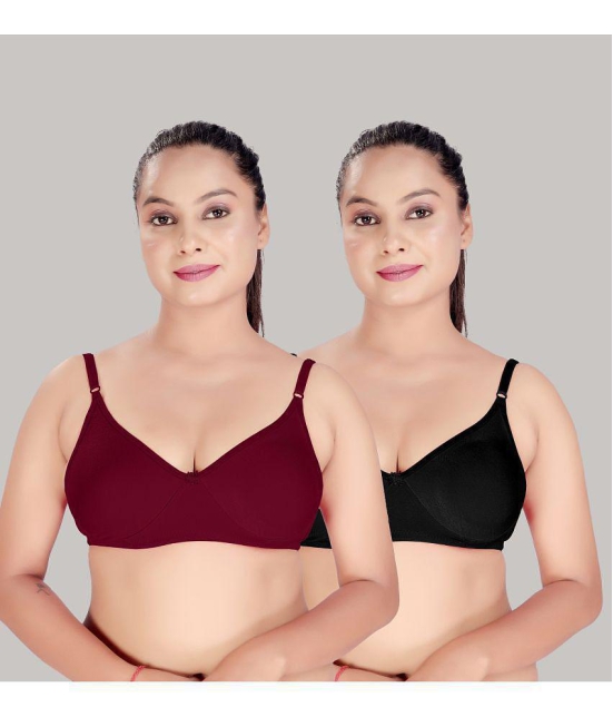 HAYA Multicolor Cotton Non Padded Womens Push Up Bra ( Pack of 2 ) - None