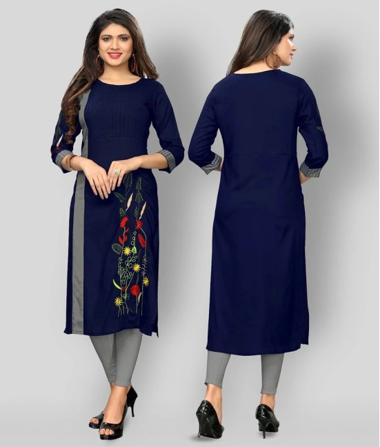 Vbuyz - Blue Rayon Womens Straight Kurti - 3XL