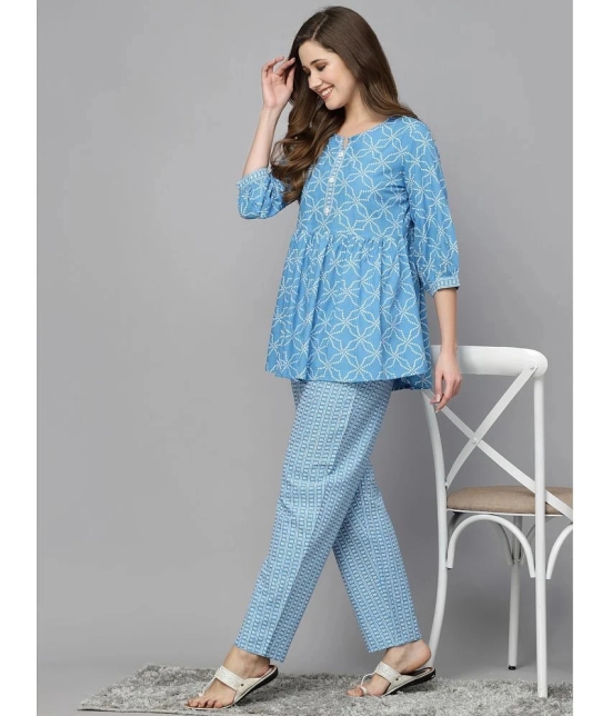 Stylum Blue Printed Pant Top Set - None