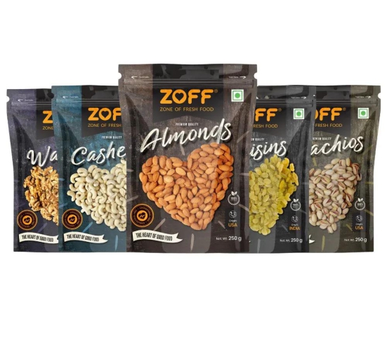 Zoff Dry Fruits Combo Set of 5 250g Each
