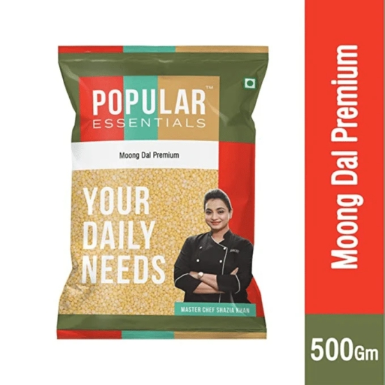 Popular Essentials Premium Moong Dal, 500 gm