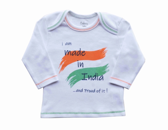 White T-Shirt with Made in India Print (100% Cotton Interlock)