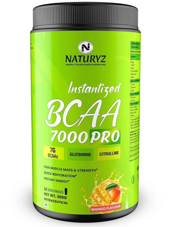 NATURYZ Instantized BCAA 7000 PRO With 7G BCAAs Glutamine For Lean Muscle Mass, Energy - 300g(Mango)