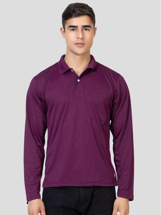 YHA - Purple Cotton Blend Regular Fit Men's Polo T Shirt ( Pack of 1 ) - None