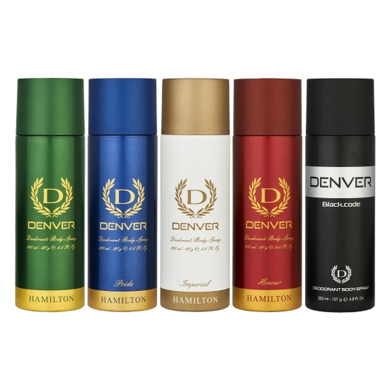 Denver Hamilton, Pride, Imperial, Honour and Black Code Combo Deodorant Spray - For Men  (1000 ml, Pack of 5)