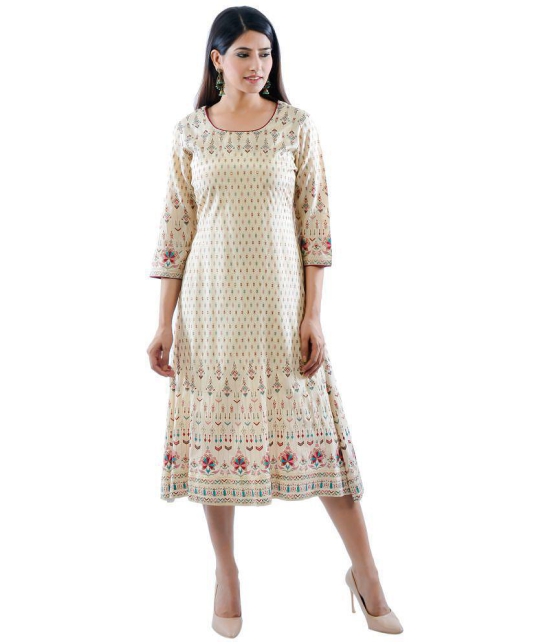 AMIRA''S INDIAN ETHNICWEAR - Beige Viscose Women''s Flared Kurti ( Pack of 1 ) - None