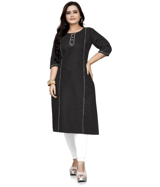 Lerkiza - Black Cotton Womens Straight Kurti ( Pack of 1 ) - 3XL