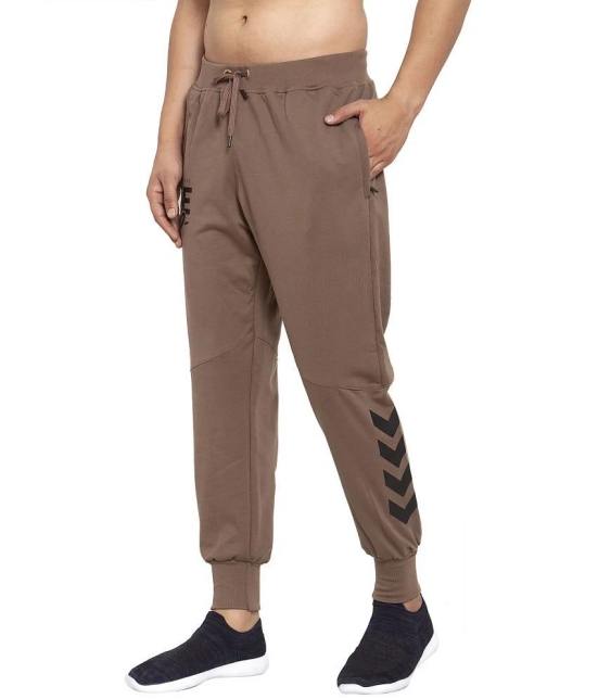 Uzarus Brown Cotton Plain Joggers - None