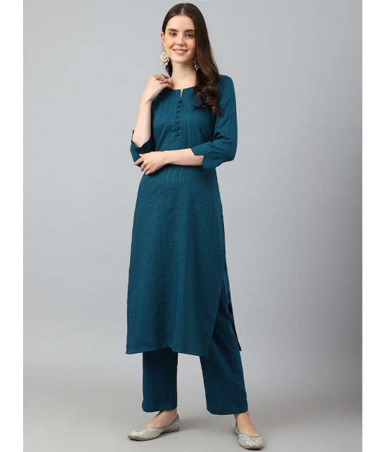 Hritika - Teal Straight Viscose Women's Stitched Salwar Suit ( Pack of 1 ) - None